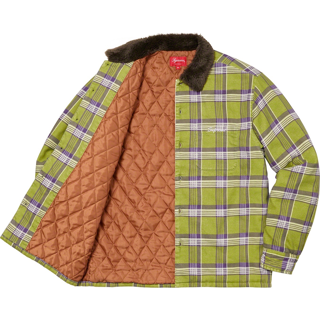 Faux Fur Collar Flannel Shirt view 8